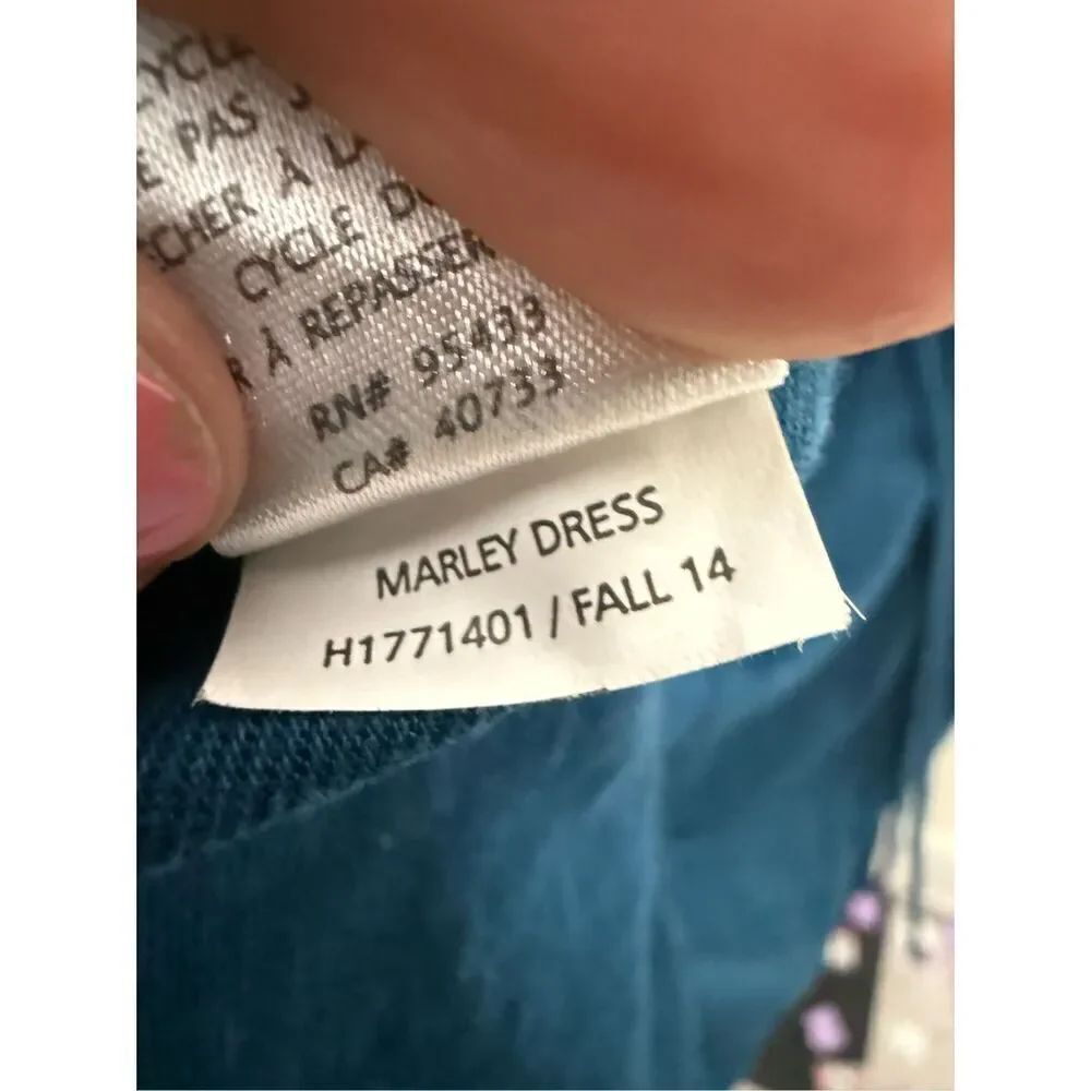 Horny Toad Marley Dress Organic Cotton Tencel Tie Waist Belt Teal Womens Large - Picture 5 of 5